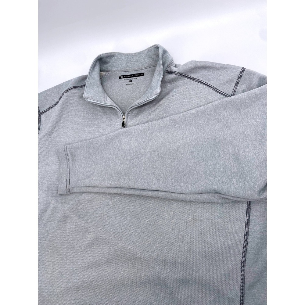 Pebble Beach‎ Performance Mens XL Gray Quarter Zip Pullover Golf Shirt Heathered